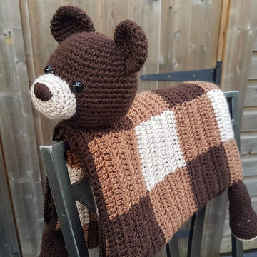 3in1 Woodland Bear Folding Baby Blanket Toy Lovey