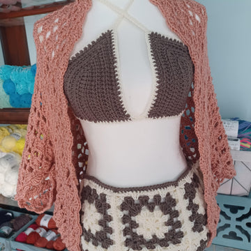 Coral Shell Stitch Crochet Lace Shrug-Cardigan