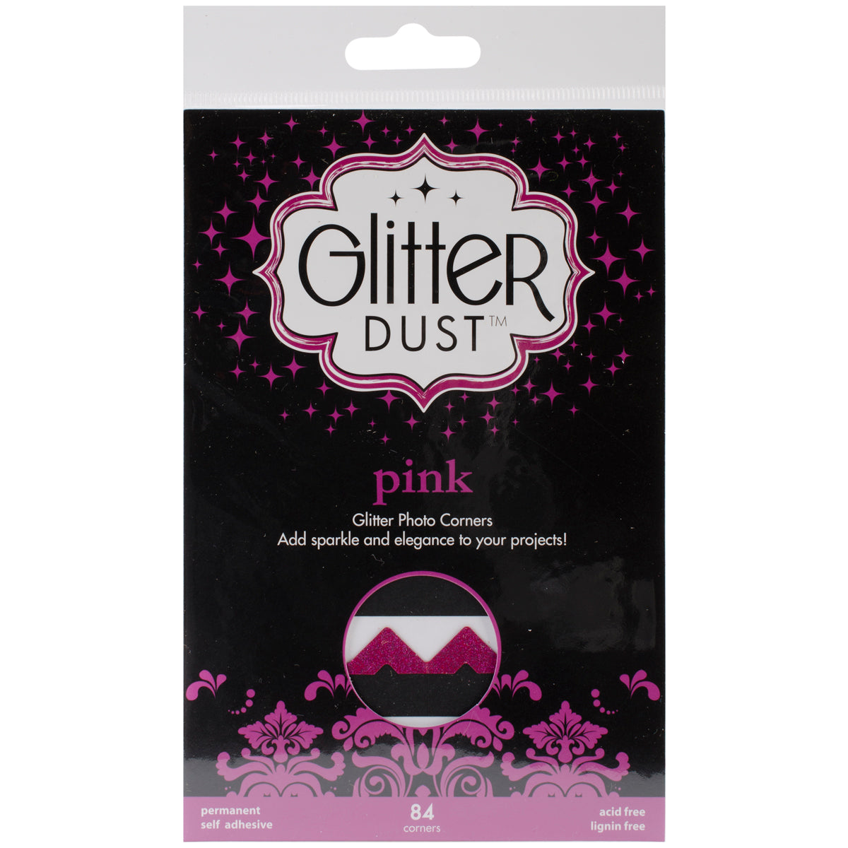 Therm O Web Glitter Dust Photo Corners 84/Pkg - Pink
