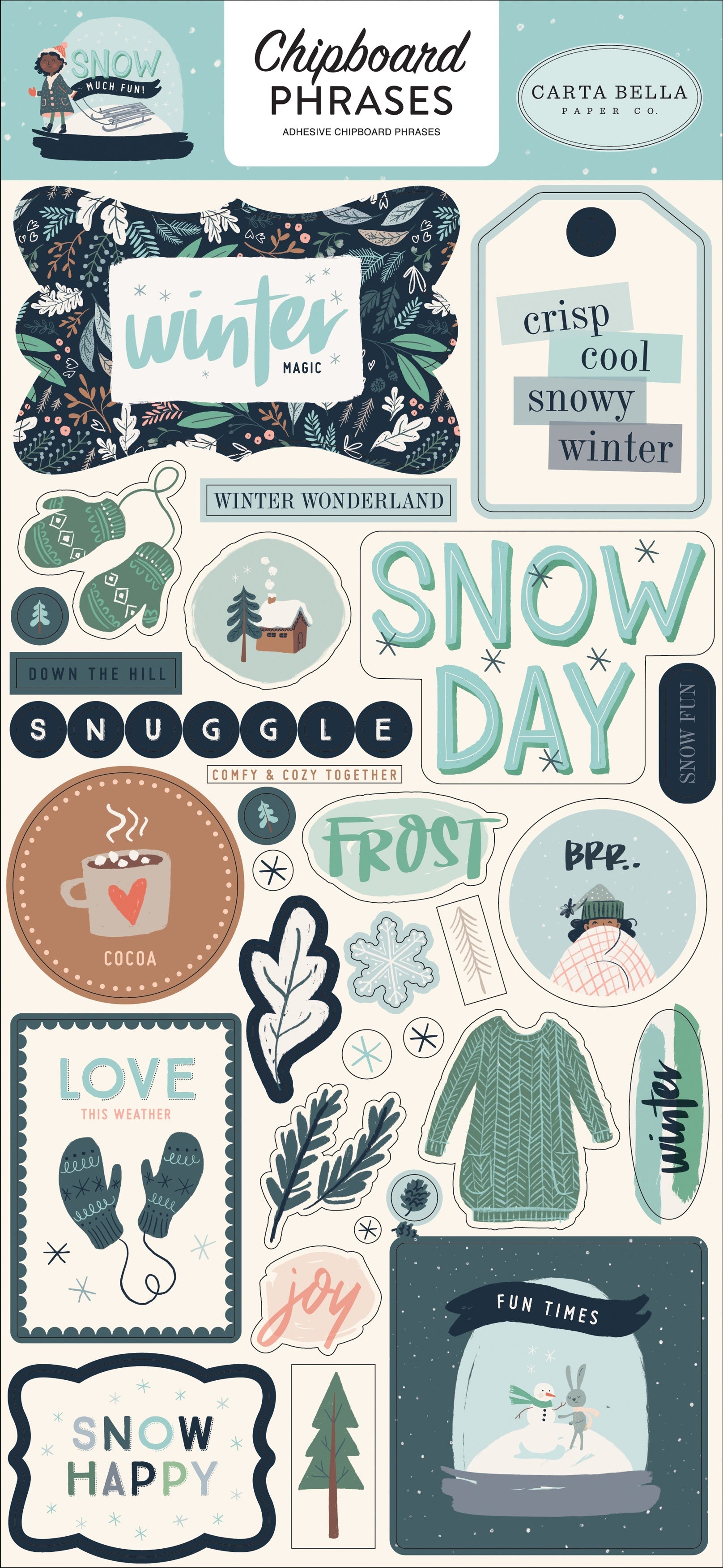 Echo Park Paper Snow Much Fun Chipboard 6"X13" - Phrases