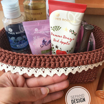 Macrame rectangular basket