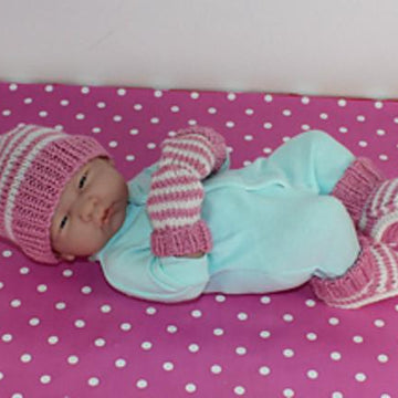 Baby Easy Stripe Stalk Beanie, Booties & Mittens