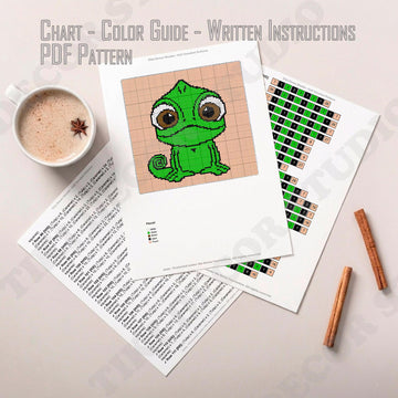 C2C Rapunzel's Pascal Green Blanket Fairytale Chart 90x90 Square CROCHET PATTERN