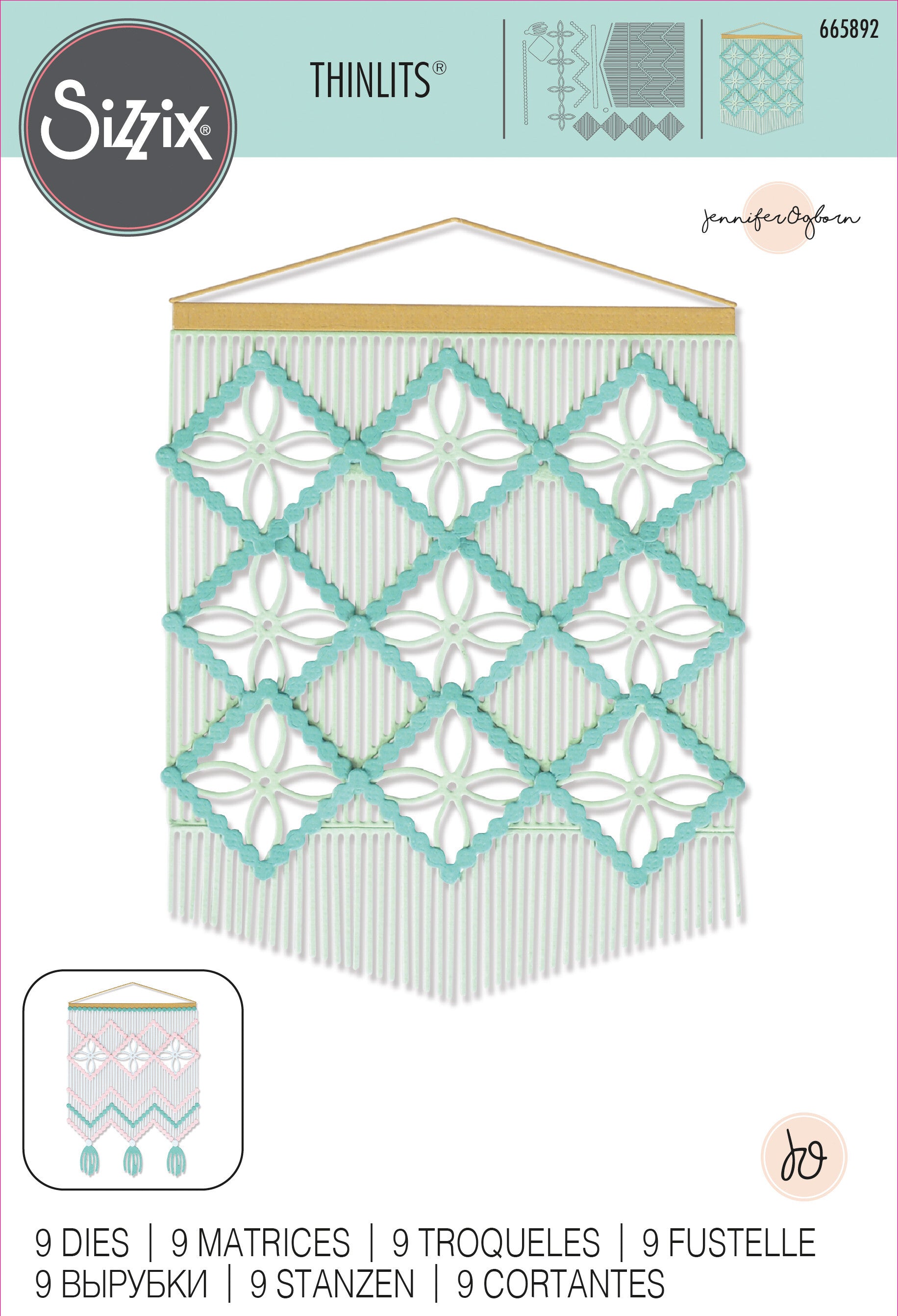 Sizzix Thinlits Die Set 9PK Macramé Card Front by Jennifer Ogborn