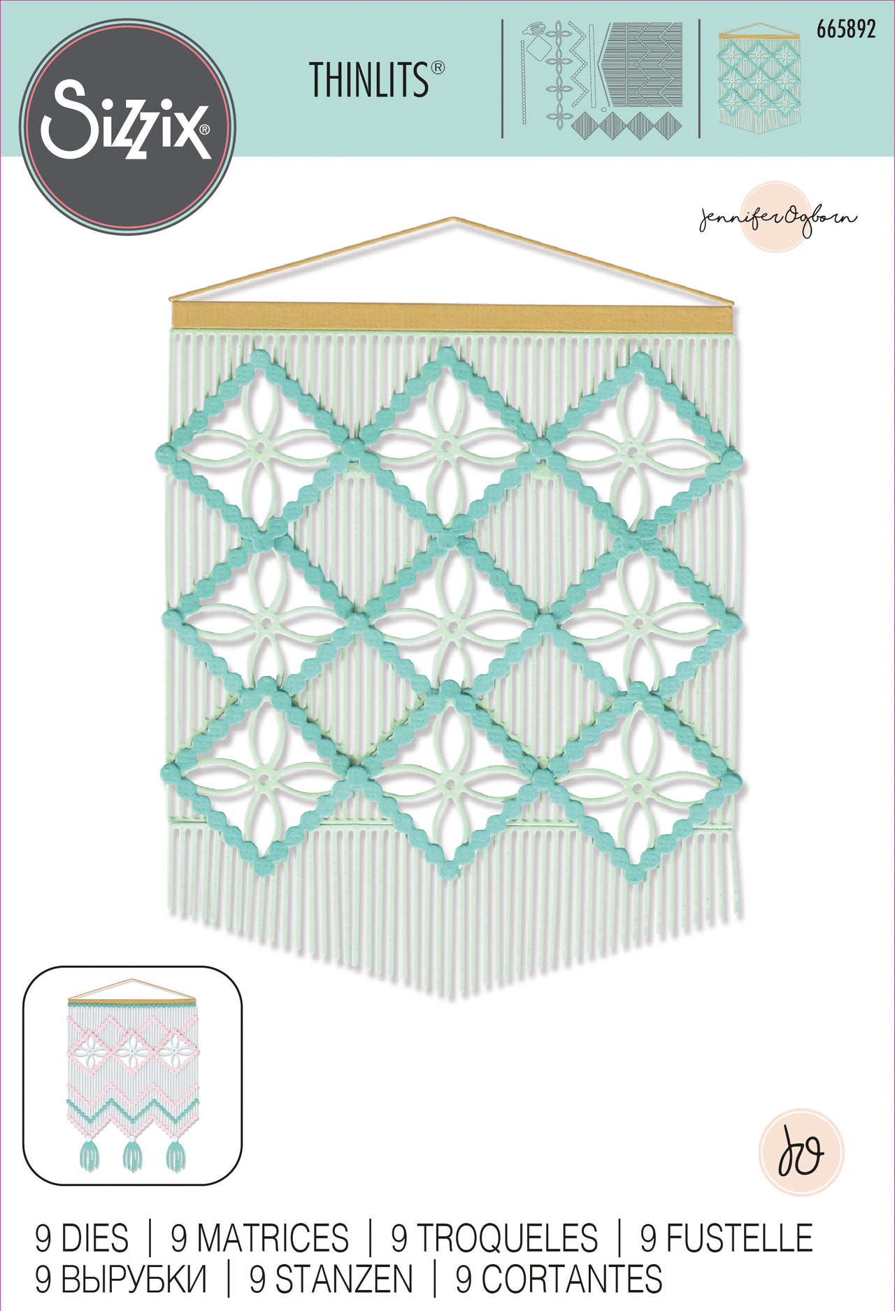 Sizzix Thinlits Die Set 9PK Macramé Card Front by Jennifer Ogborn