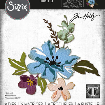 Sizzix Thinlits Die Set 8PK - Brushstroke Flowers #2 by Tim Holtz