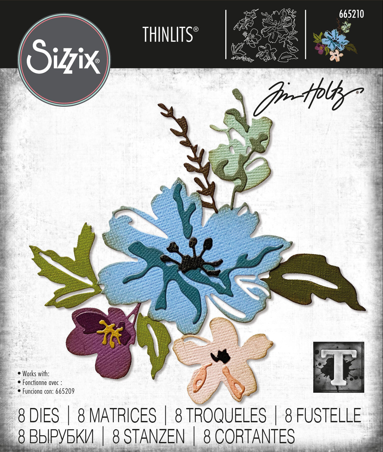 Sizzix Thinlits Die Set 8PK - Brushstroke Flowers #2 by Tim Holtz