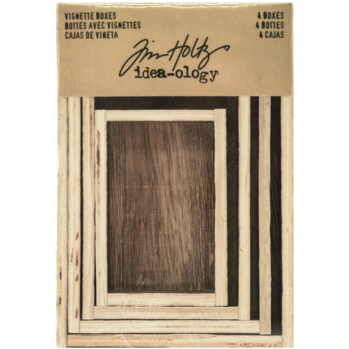 Advantus Idea-Ology Wooden Vignette Boxes 4/Pkg - Brown