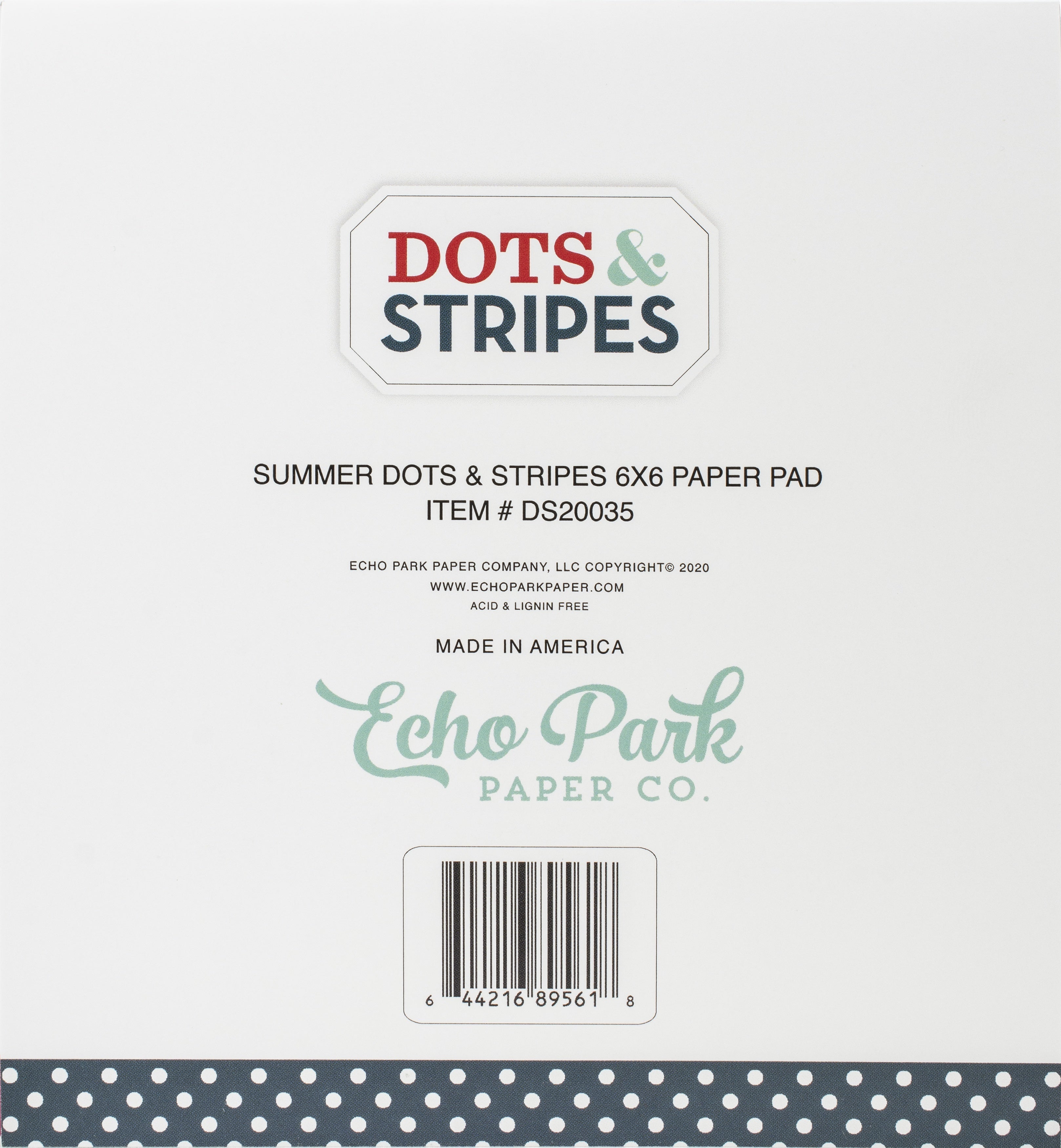 Echo Park Paper Echo Park Double-Sided Paper Pad 6"X6" 24/Pkg - Dots/Stripes, Summer