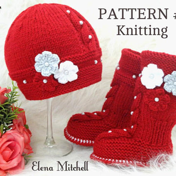 Baby Girl Pattern Knitted Baby Hat Baby Shoes 0 - 12 months