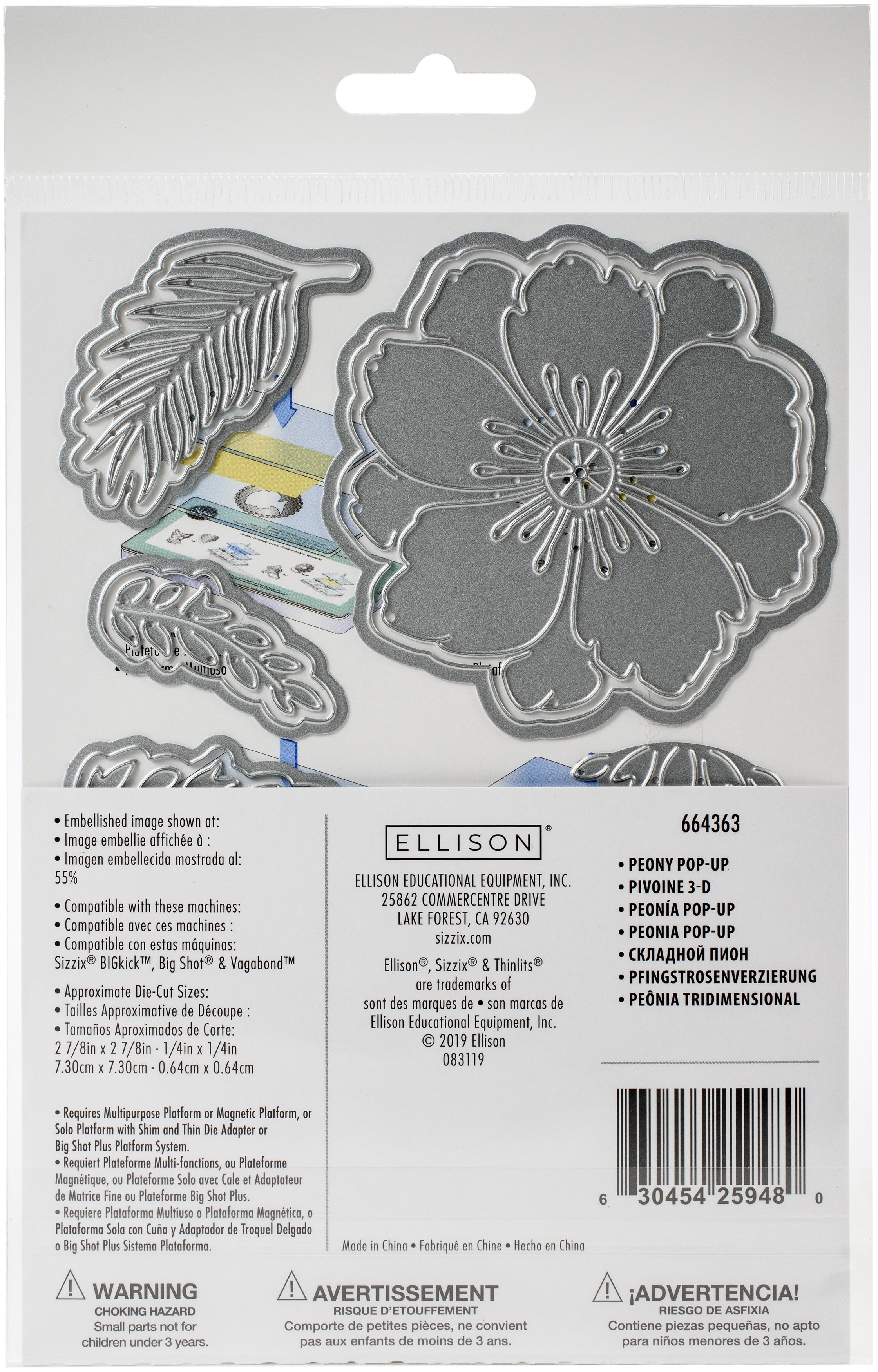 Sizzix Thinlits Dies 13/Pkg - Peony Pop-Up