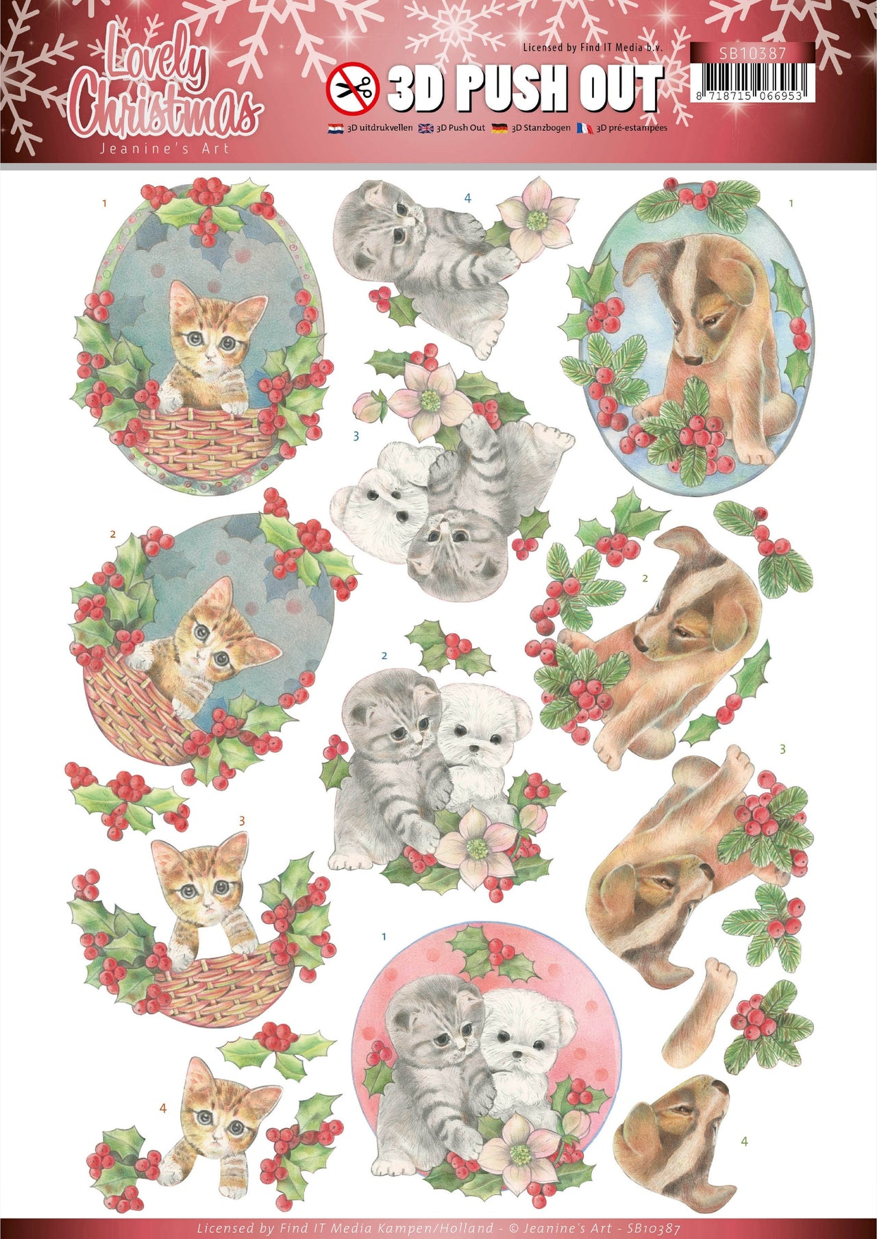 Find It Trading Jeanine's Art Punchout Sheet - Christmas Pets, Lovely Christmas