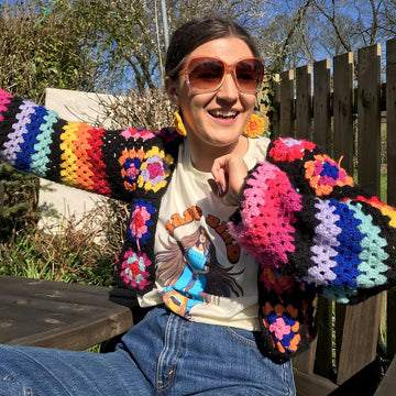 Dk Granny squares and stripes cardigan