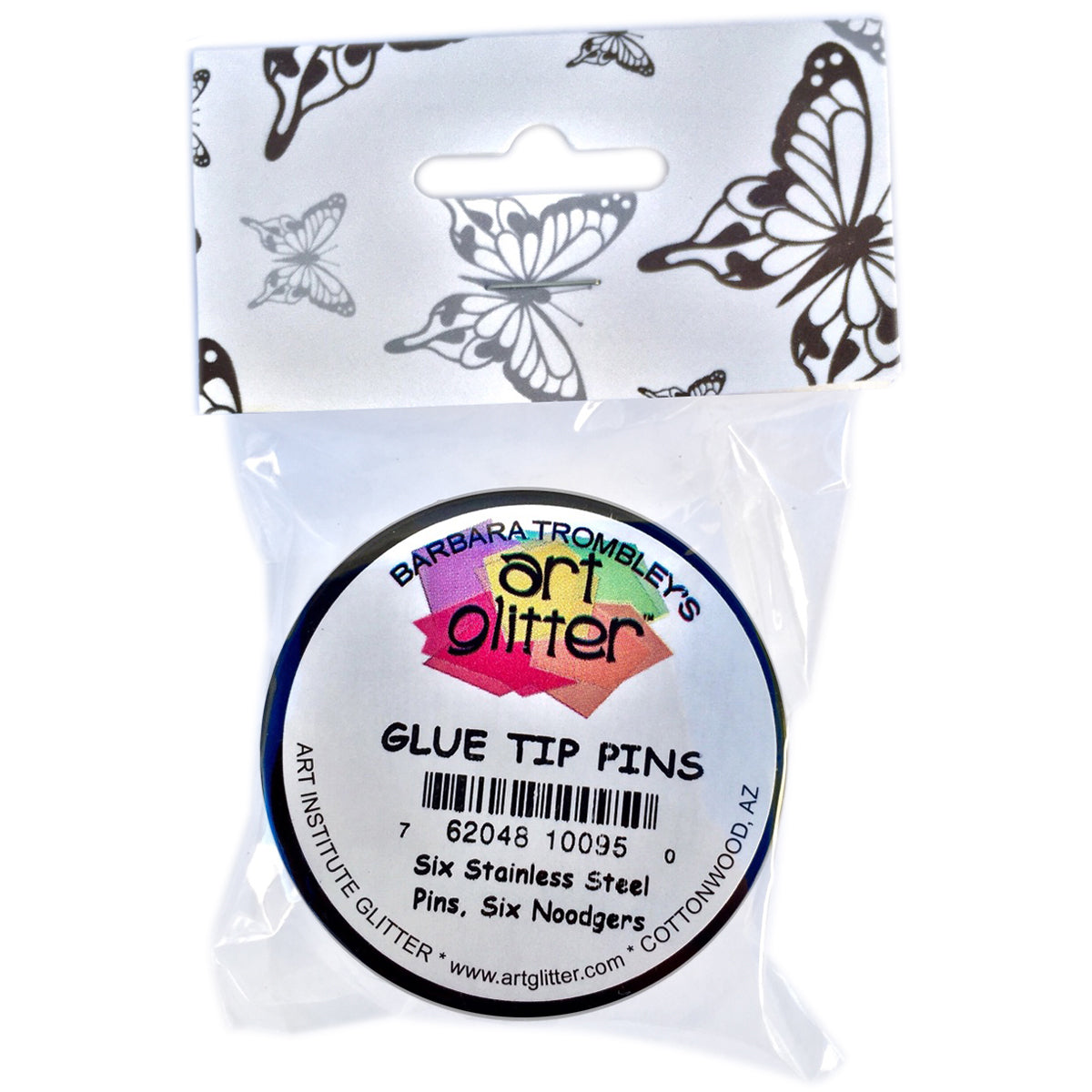 Art Institute Glitter Art Glitter Pins Kit - Six Stainless Steel Pins, Six Noodgers