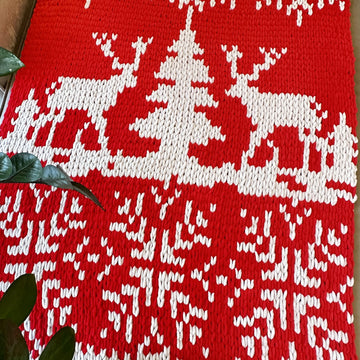 Deers by fir tree blanket pattern