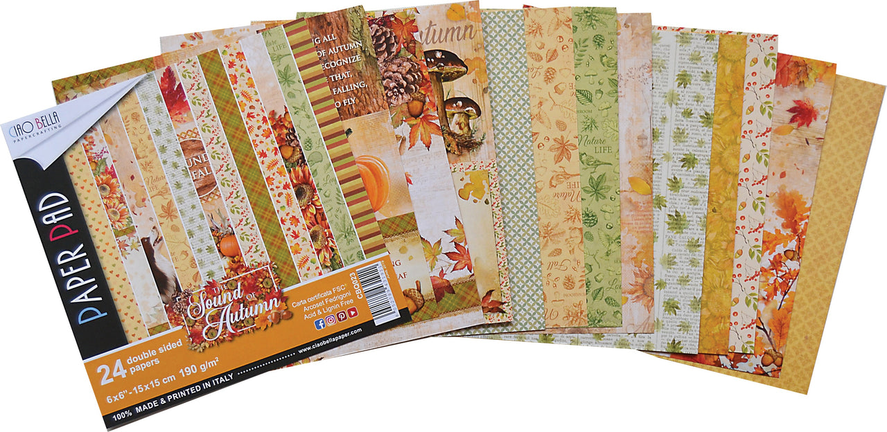 Ciao Bella Double-Sided Paper Pack 90lb 6"X6" 24/Pkg - Sound Of Autumn, 12 Designs/2 Each