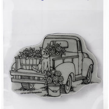 Stampendous Cling Stamp - Pup On Truck