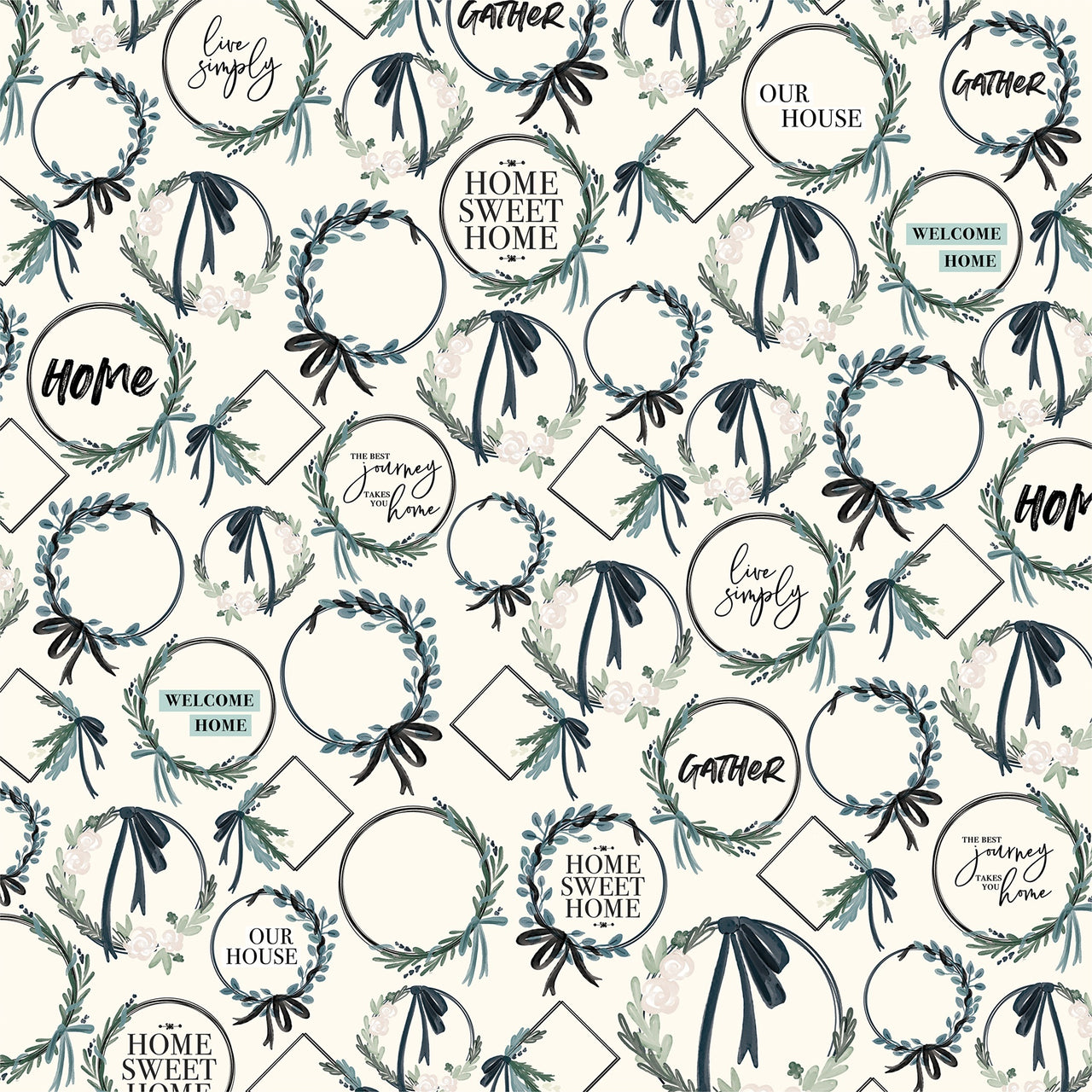 Echo Park Paper Home Again Double-Sided Cardstock 12"X12" 25/Pkg - Wreaths