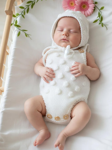 Popcorn Bobble Baby Romper and Bonnet Set 0-6 months
