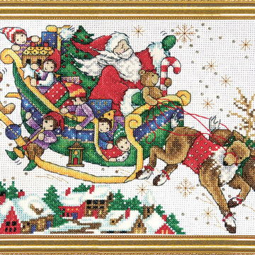 Design Works Christmas Sleigh Cross Stitch Kit - 30.5cm x 20.5cm