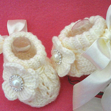 Pattern for Baby Girl Knitted Baby Booties Emilia