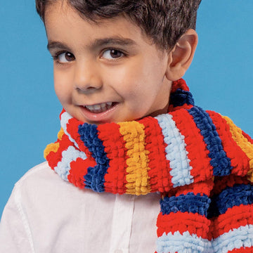 Super Striped Scarf - Free Knitting Pattern For Kids in Paintbox Yarns Chenille by Paintbox Yarns