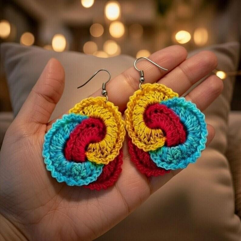 Crochet Circle Earrings Pattern – Jewelry PDF + Video Tutorial