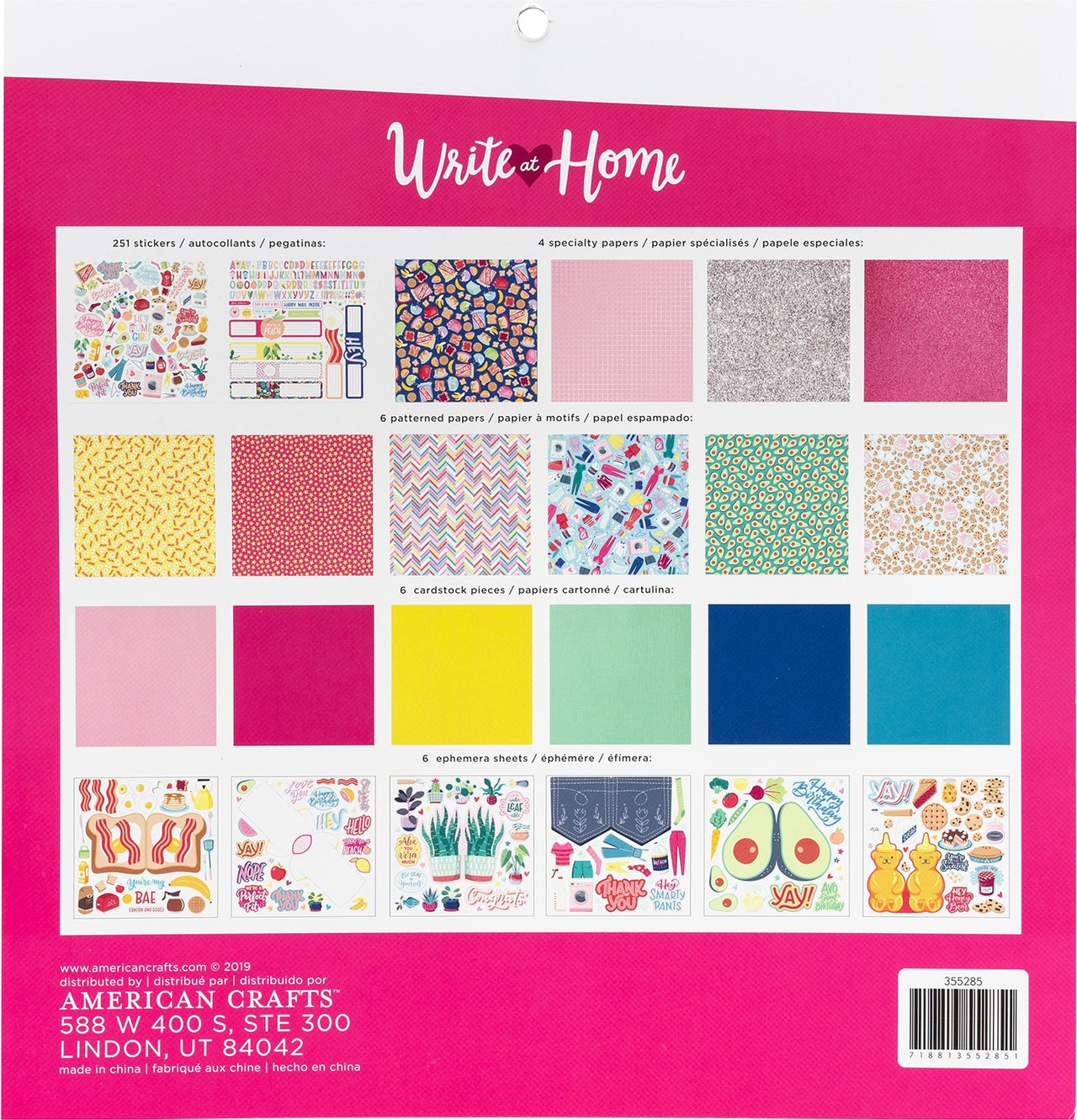 American Crafts Damask Love Write At Home Project Pad 12"X12" 24/Pkg - 611584