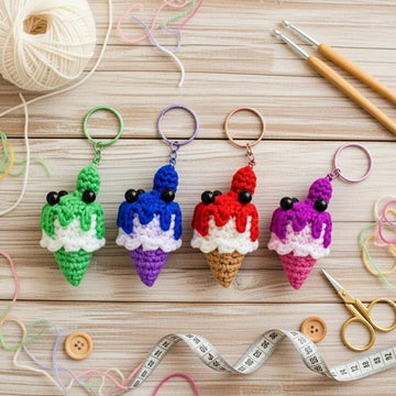 Amigurumi Ice Cream Keychain Pattern | PDF Photo & Video Tutorial | Easy Crochet Keyring