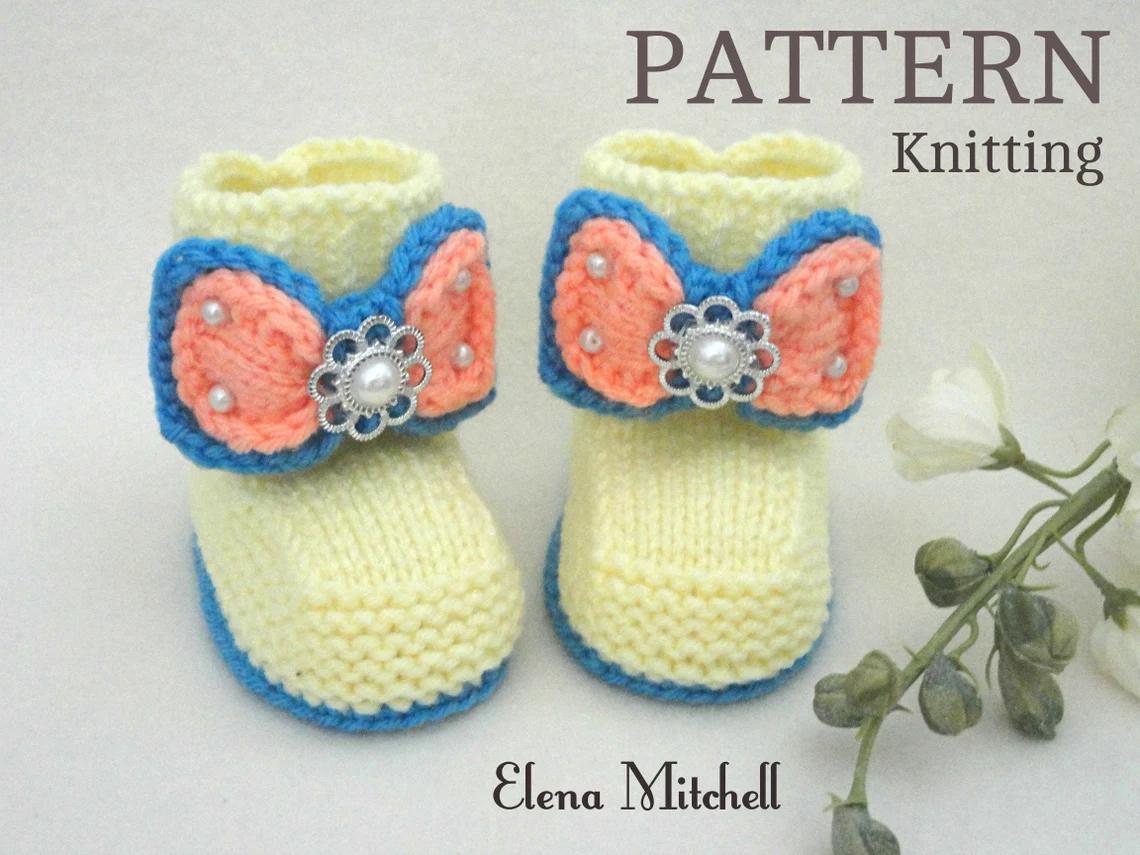 Knitted Baby Booties Mila Pattern by Elena Mitchell