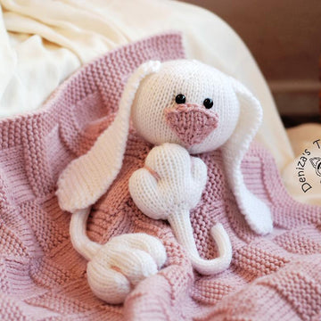 Pink Baby Bunny Toy Blanket