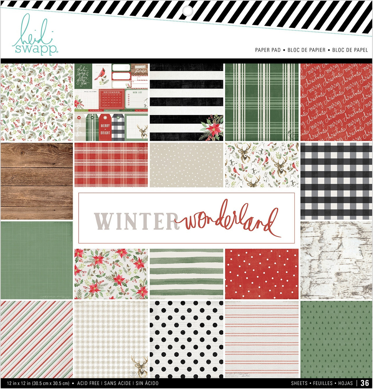American Crafts Heidi Swapp Single-Sided Paper Pad 12"X12" 36/Pkg - Winter Wonderland, 24 Designs
