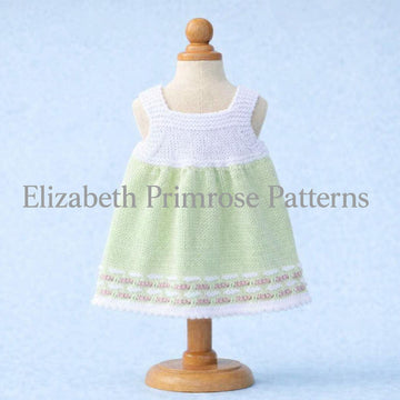 Meadow and Blush Dolls Sundress Knitting Pattern P44 – DK Yarn – Elizabeth Primrose Patterns