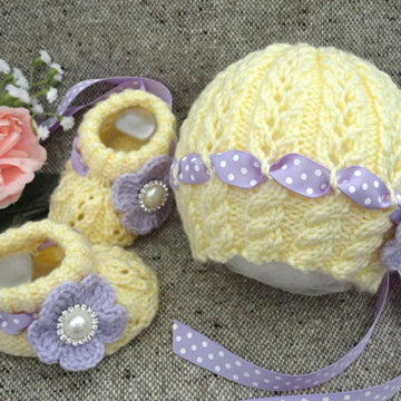 Knitted Baby Set Baby Cap and Baby Shoes
