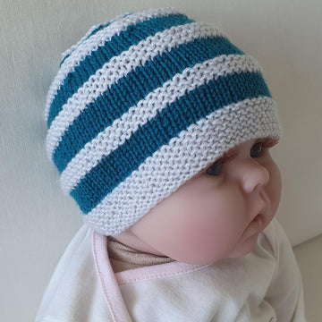 Danny - Babies 4ply striped ridged beanie