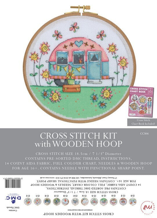 Creative World Of Crafts Happy Camper Cross Stitch Kit - 18.5cm