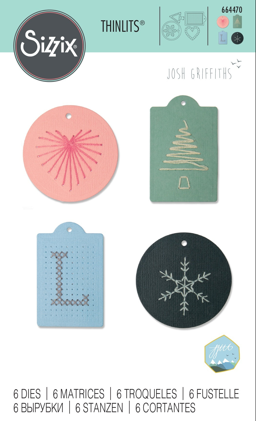 Sizzix Thinlits Dies By Josh Griffiths 6/Pkg - Stitched Tags
