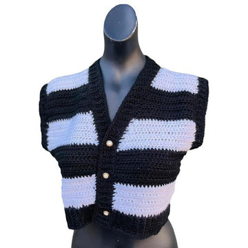 Wednesday Cropped Crochet Waistcoat