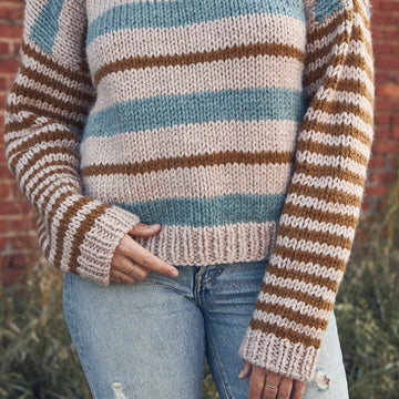 Easton Striped Pullover in Lion Brand Hue & Me - M20282-TWH - Downloadable PDF