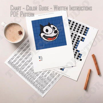 Felix The Cat Portrait Baby Throw Blanket C2C CROCHET PATTERN