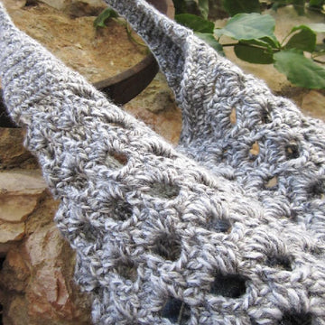 Grey crochet hobo bag