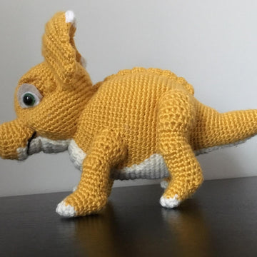 Crocheted baby tricerotop