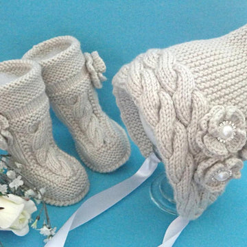 Knitting PATTERN Baby Set Hat and Shoes Baby Girl Newborn