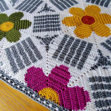 Pretty Preppy Petals Tapestry Crochet Blanket