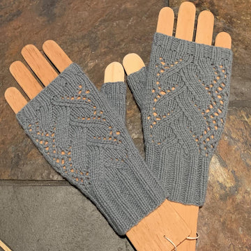 Print of the Wave Fingerless Mittens