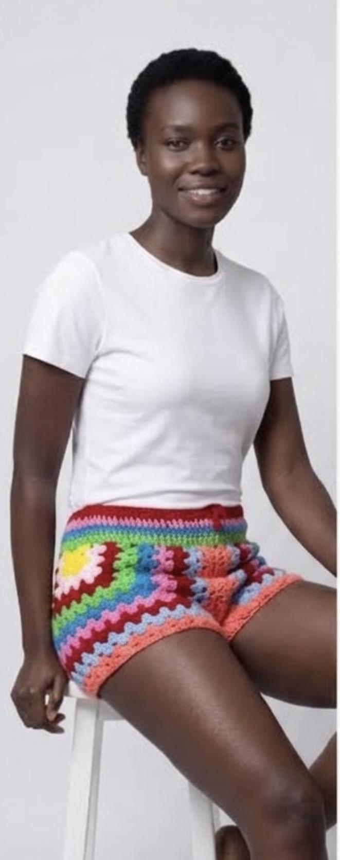 Asymmetric Crochet Shorts