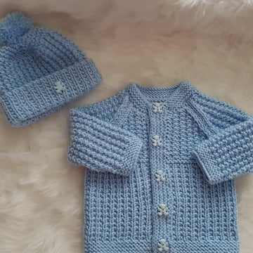 Gwyn Baby Cardigan, Hat & Booties knitting pattern in 2 sizes 0-3mth & 6-12mth