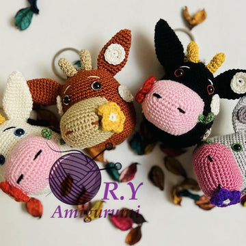 Amigurumi cow keychain