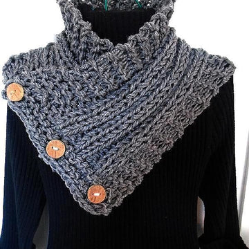 752-HECTANOOGA Side Buttoned Knit Scarf Cowl