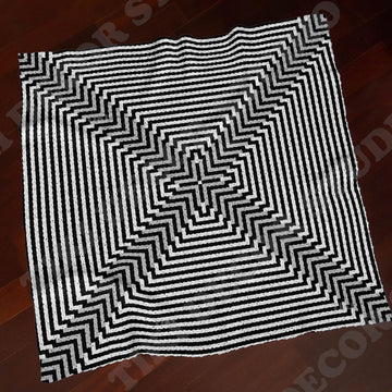 Geometric Maze Blanket C2C CROCHET PATTERN 74×74 inches Gray Optical Mosaic Stroller
